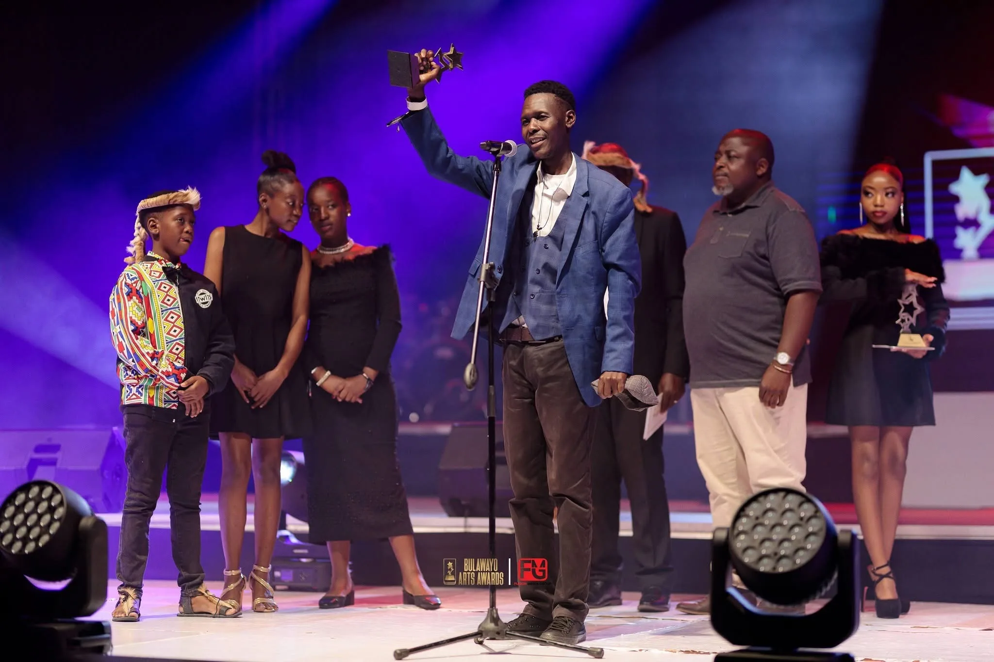 Winners gathered on stage at the Bulawayo Arts Awards
